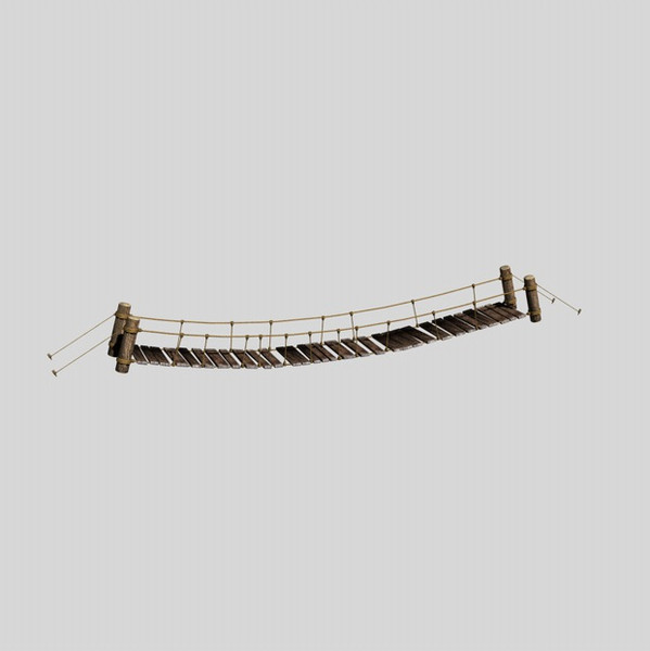 3d model rope bridge - Rope & Wood Plank Suspension Bridge... by Bondiana